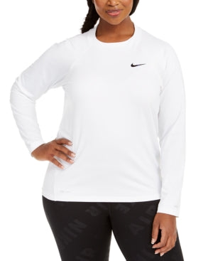 Nike Plus Size Solid Essential Long-Sleeve Hydro Rash Guard Women's Swimsuit