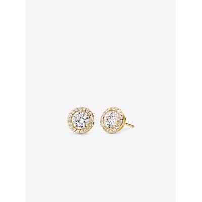 Michael Kors Precious Metal-Plated Sterling Silver Pavé Logo Studs Earrings Gold 2 One Size