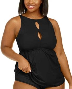 Plus Size Women's Becca Etc. Color Code Tankini Top, Size 2X - Black