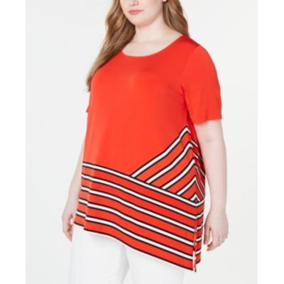 Calvin Klein Plus Size Sweater-Knit-Trim to Tango Red 3X