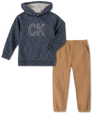 Calvin Klein Jeans Toddler Boys 2-Pc. Marled French Terry Logo Hoodie & Twill Jogger Pants Set - Assorted