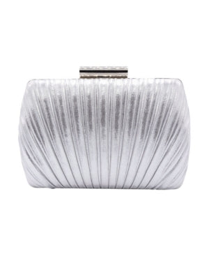 La Regale Shimmer Metallic Peacock Pleat Minaudiere