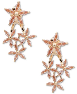 lonna & lilly Gold-Tone Cubic Zirconia Flower Drop Earrings