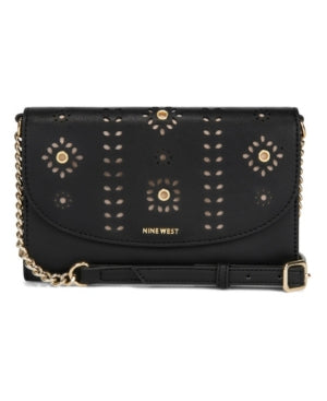 Nine West Womens Ring Leader Wallet on a String Cross Body Bag - Black