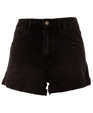 Rewash Juniors High-Rise Mom Denim Shorts Black 11