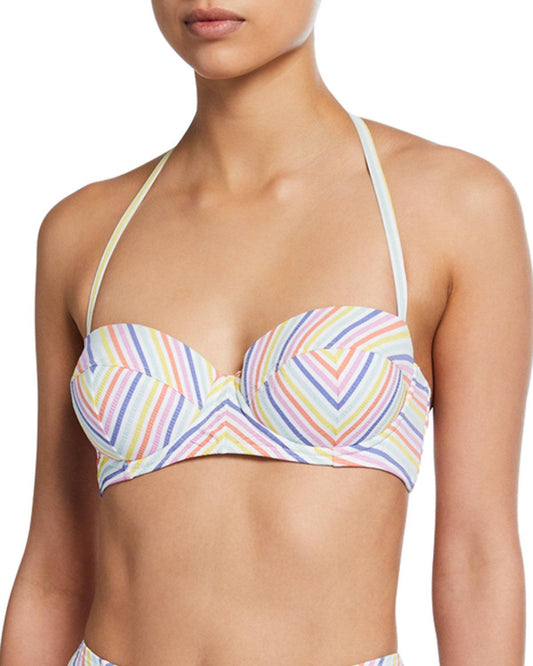 Kate Spade New York Beach Stripe Seersucker Underwire Bikini Top (White) Women s Swimwear