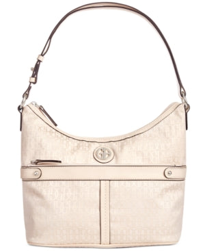 Giani Bernini Womens Ivory Annabelle Logo Polyester Studded Logo Hardware Single Strap Hobo Handbag Purse - All