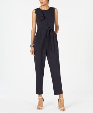 Jessica Howard Petite Belted Ruffle Jumpsuit