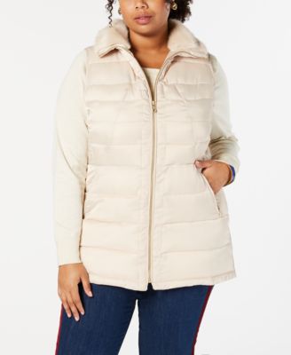 Charter Club Womens Plus Faux-Fur Quilted Vest