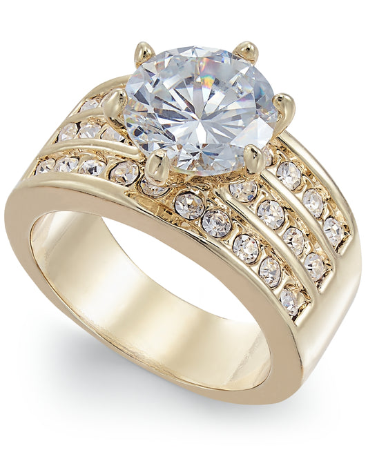 Charter Club Crystal Triple-Row Ring in Fine Silver Plate or Gold Plate, Created for Macy's