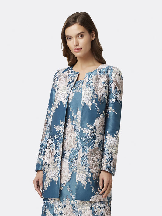 Tahari Asl Floral-Jacquard Topper Jacket