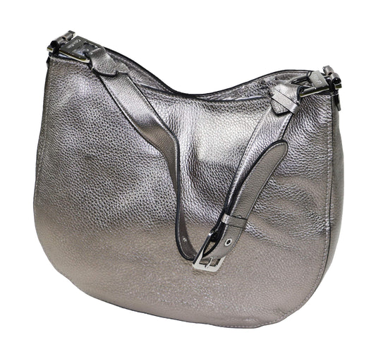 "Calvin Klein Large Pebble Hobo Metallic Silver | Stylish & Spacious Handbag"