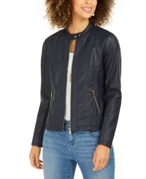 Style & Co Perforated Garment-Dyed Faux-Leather Jacket, Created for Macy's