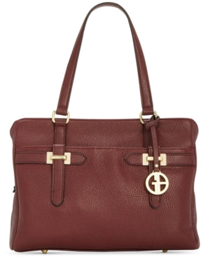 Giani Bernini Womens Burgundy Faux Leather Buckle Adjustable Strap Shoulder Bag - All