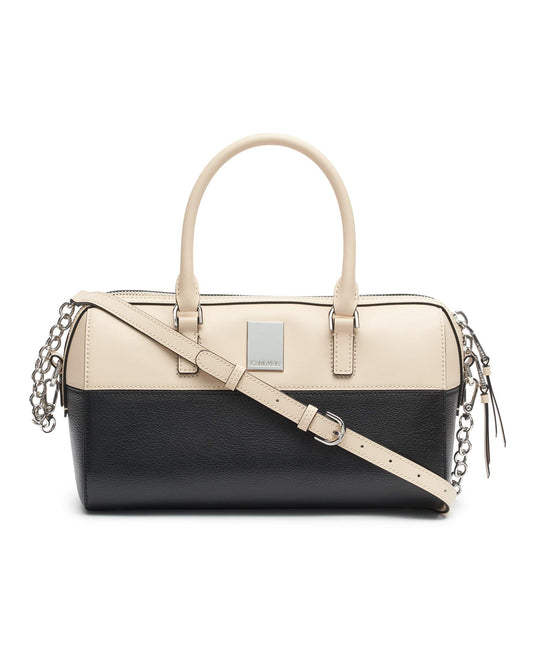 Calvin Klein Tonya Satchel - Light Sand/Black/Silver