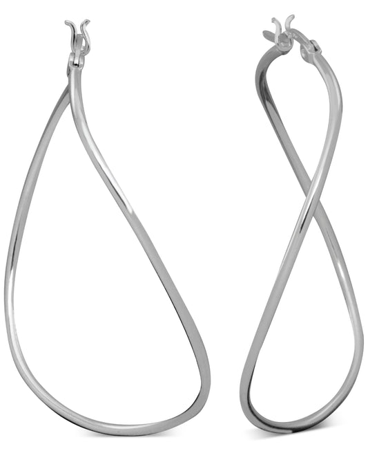 Essentials Twisted Medium Hoop Earrings in Silver-Plate