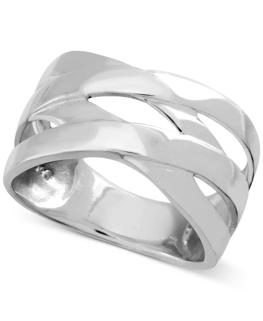 And Now This Polished Criss-Cross Ring in Silver-Plate