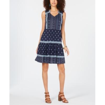 Style & Co Mixed-Print Tiered Peasant Dress,