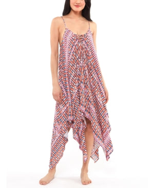 Jessica Simpson Laguna Beach Printed Handkerchief-Hem Cover-Up Dress Women's Swimsuit