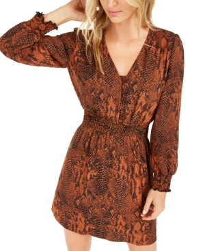 Becca Tilley x Bar Iii Animal-Print Smocked-Waist Dress,