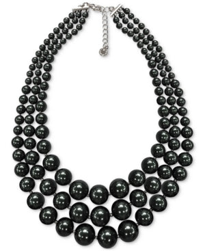 Charter Club Silver-Tone Colored Imitation Pearl Layered Collar Necklace, 16-1/2" + 2" extender, Created for Macy's