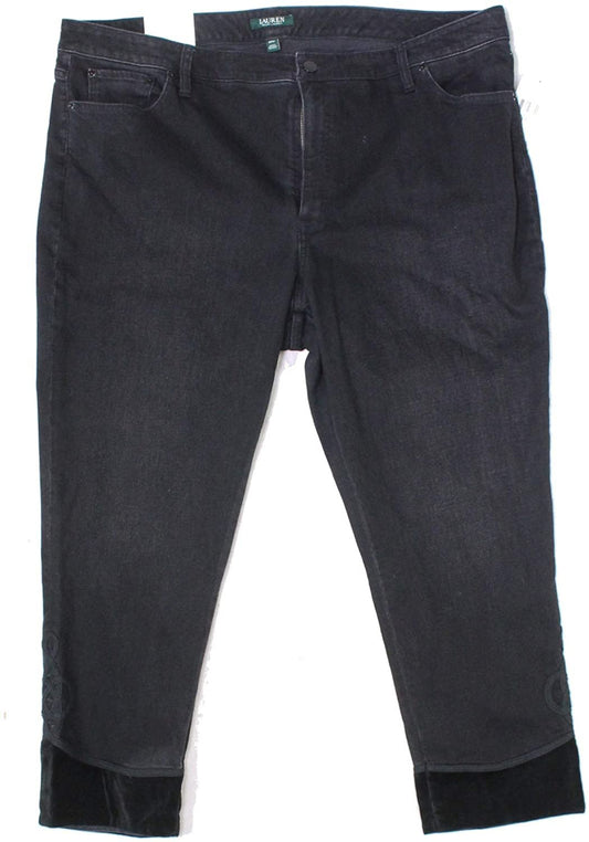 Lauren Ralph Lauren Womens Plus Regal Denim Straight Leg Jeans Black 18W