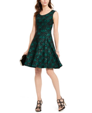 Inc Sequined Lace Fit & Flare Dress,