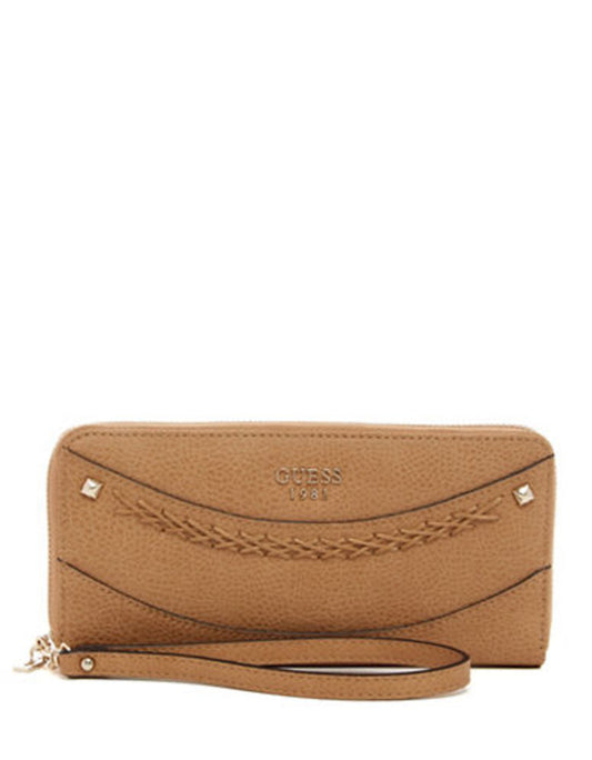 Guess Solene Zip-Around Wristlet Wallet in Camel - One Size Fits All