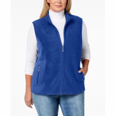 Karen Scott Plus Size Zip-Front Fleece Vest, Created for Macy's