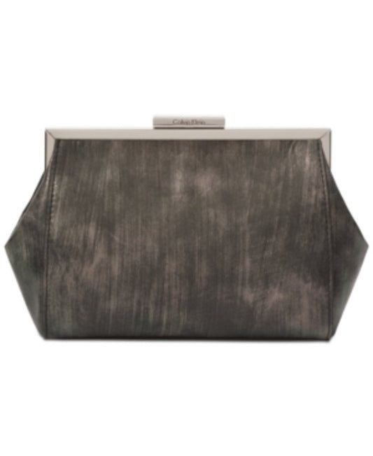 Calvin Klein Brushed Metallic Small Clutch Gunmetal Brushed Metallic