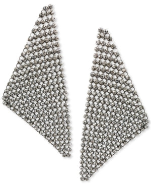 Thalia Sodi Silver-Tone Crystal Mesh Triangle Statement Earrings, Created for Macy's