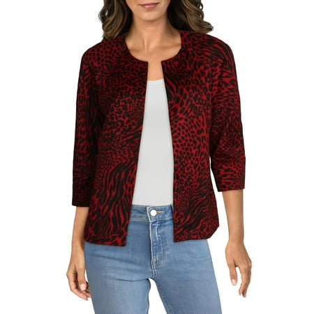 Kasper Womens Printed Business Blazer Red 8