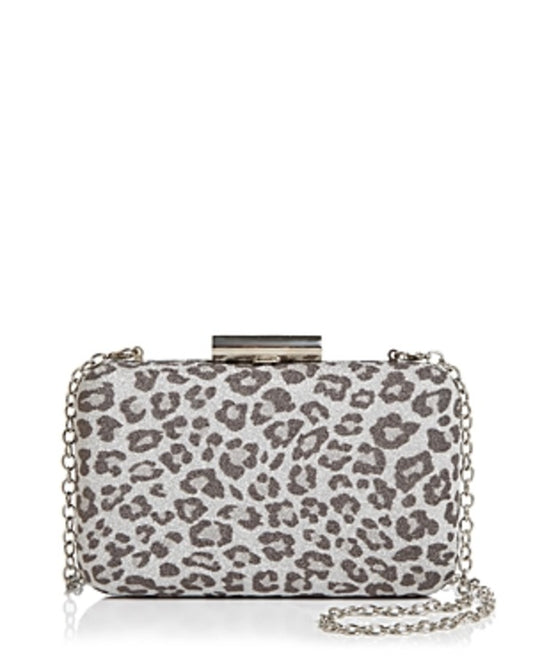 Sondra Roberts Glitter Leopard Print Box Clutch