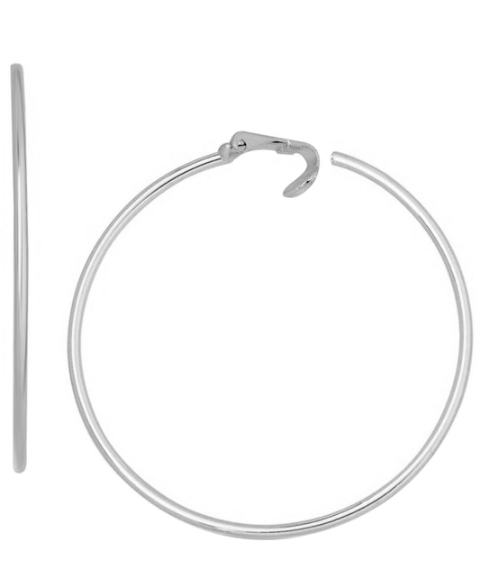 And Now This Silver Plated Large Clip-On Hoop Earrings, 2.16"